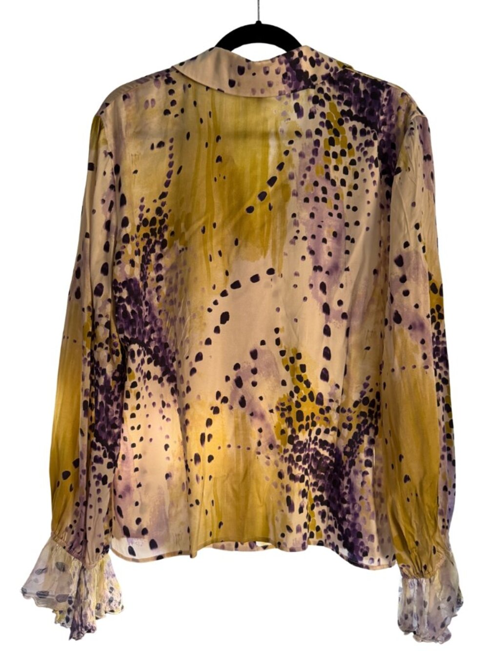 St. John Abstract Print Ruffle Button-Down Blouse - Picture 2 of 2